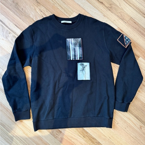 Givenchy American Flag Patch Crewneck Sweater